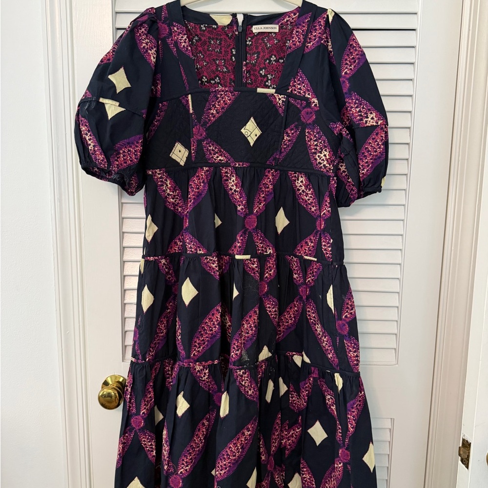 Ulla Johnson Pink Geometric Tiered Dress